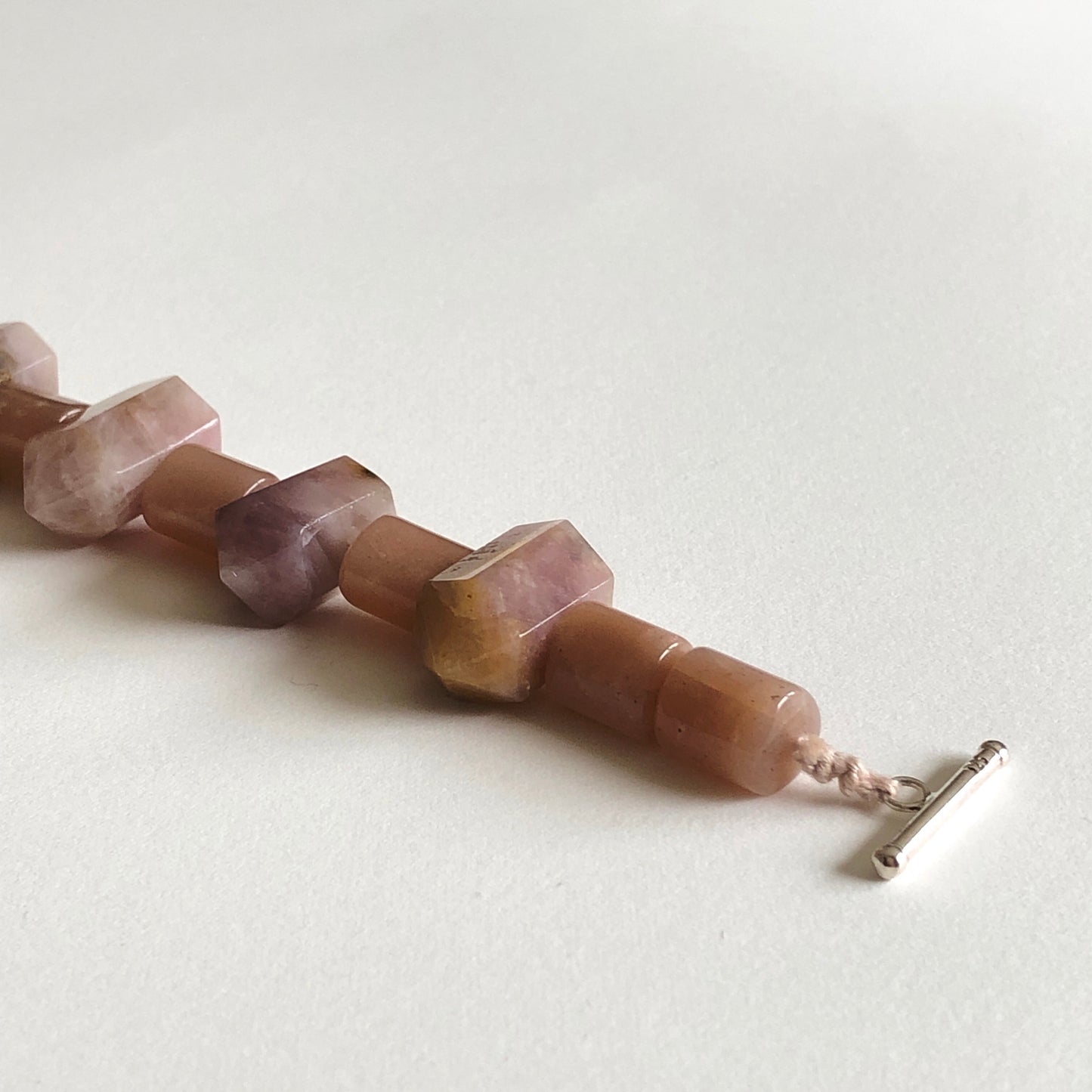 Pink Rose Quartz and Peach Sunstone Bracelet