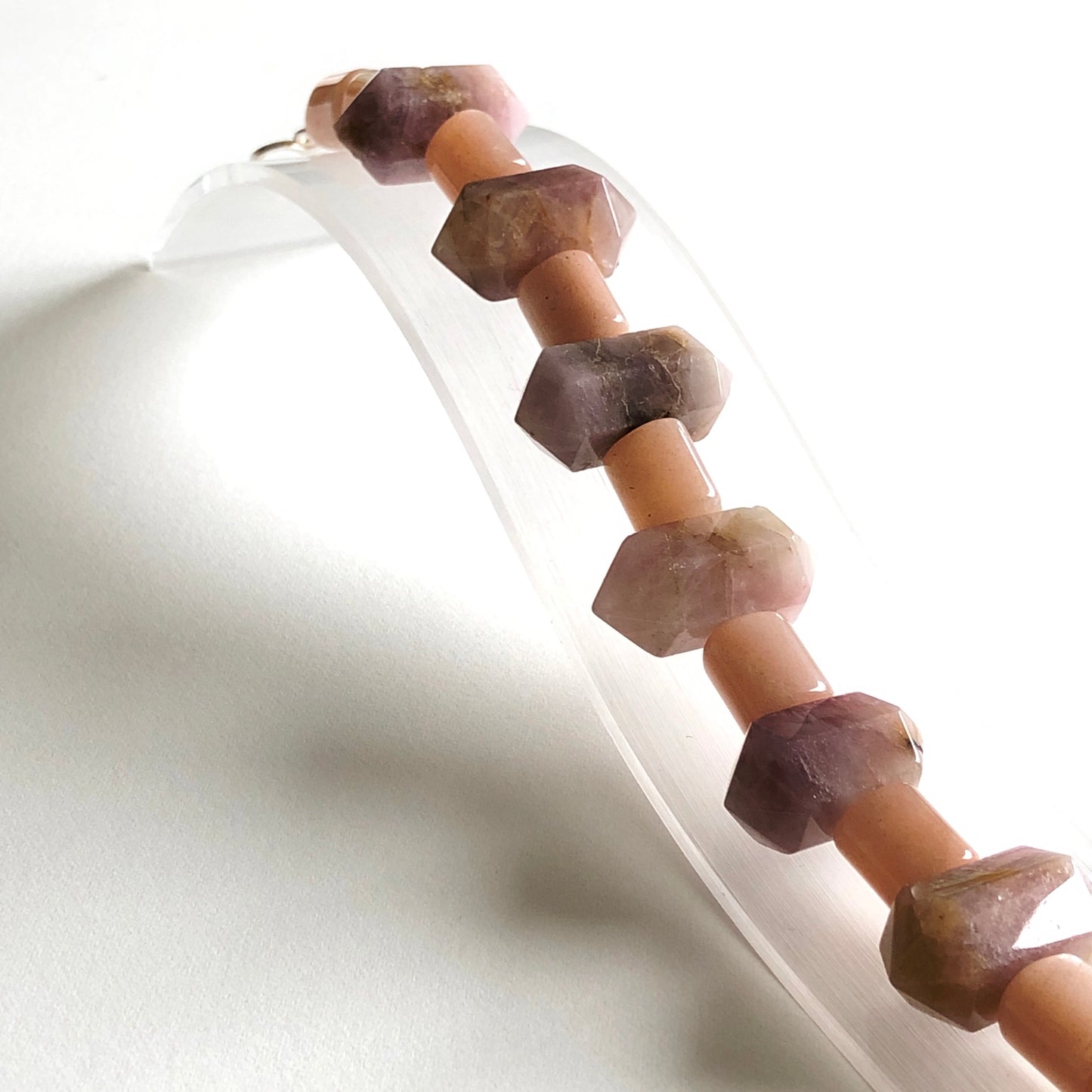 Pink Rose Quartz and Peach Sunstone Bracelet