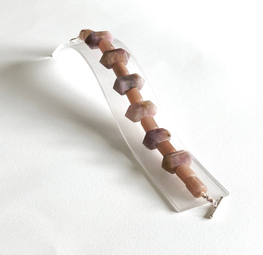 Pink Rose Quartz and Peach Sunstone Bracelet