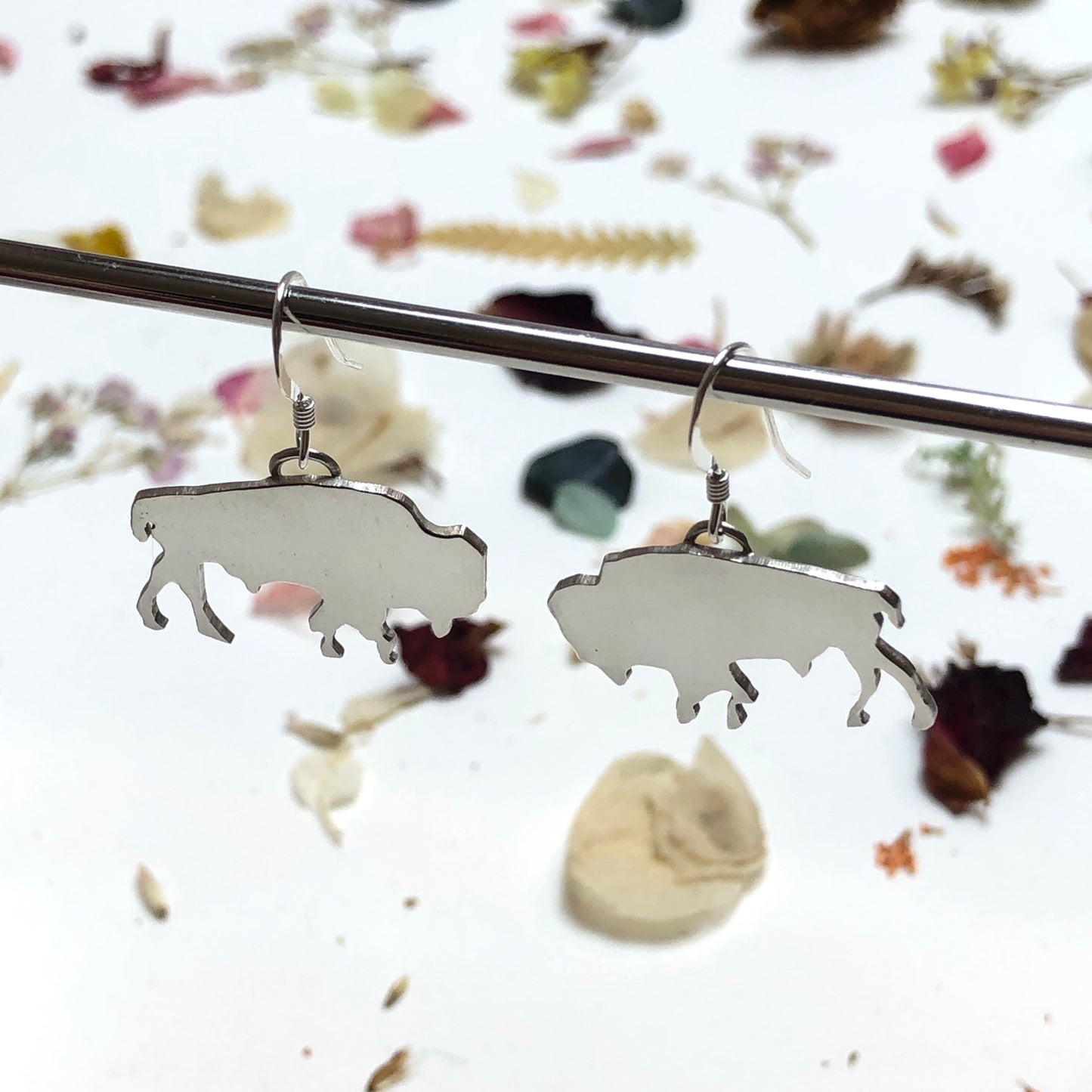 Sterling Silver Bison Earrings