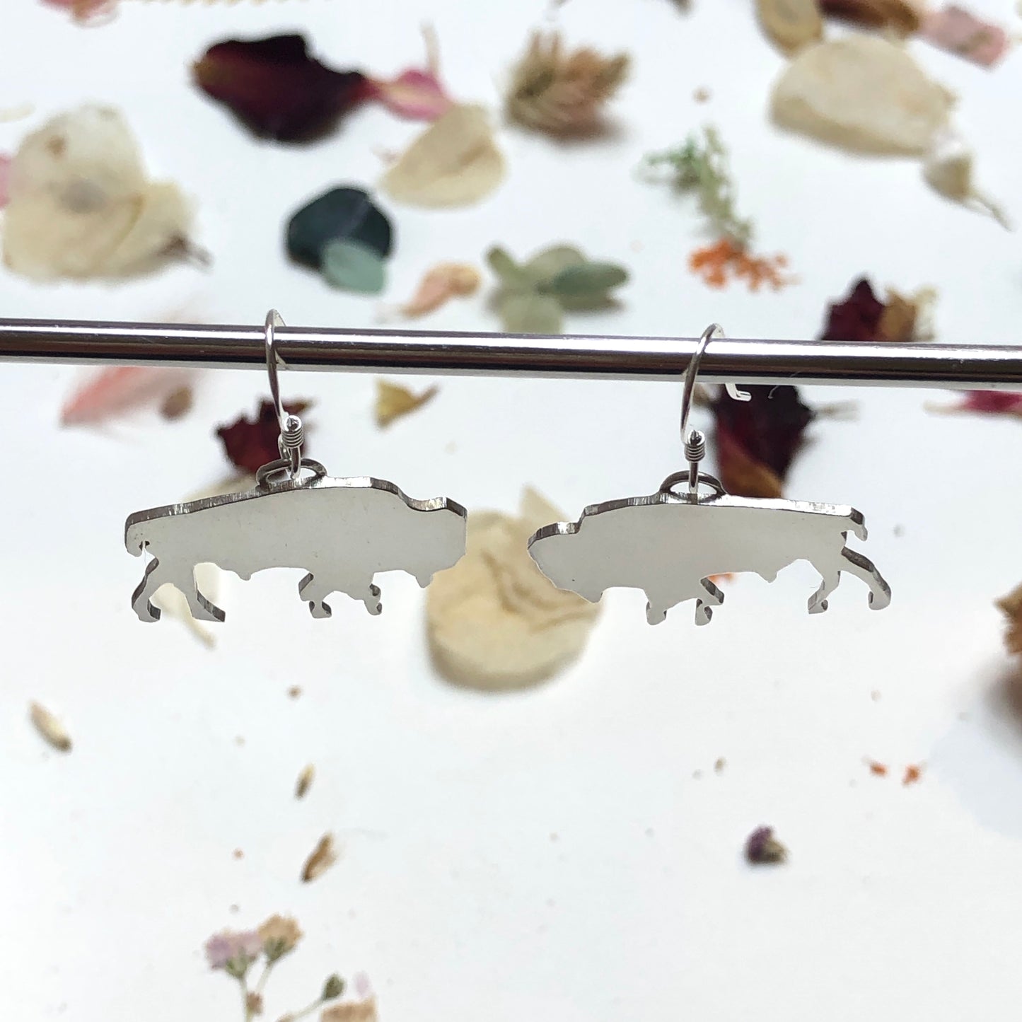 Sterling Silver Bison Earrings