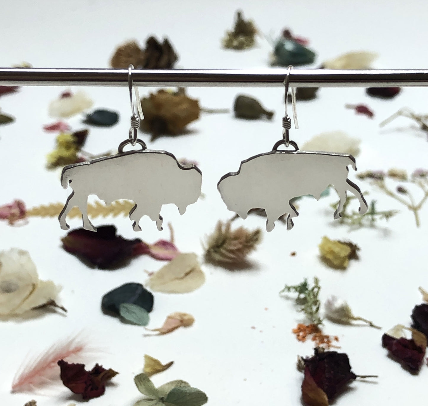 Sterling Silver Bison Earrings