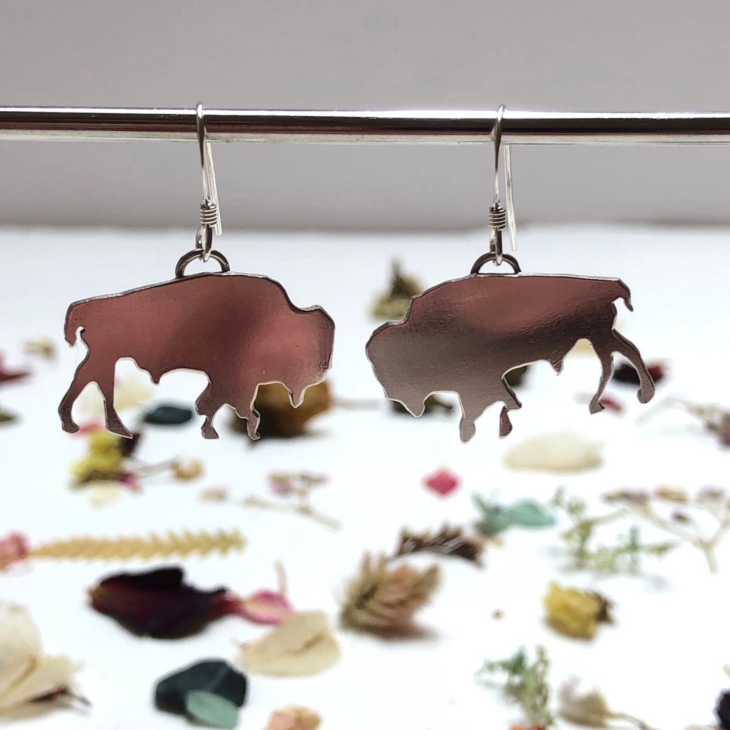 Sterling Silver Bison Earrings