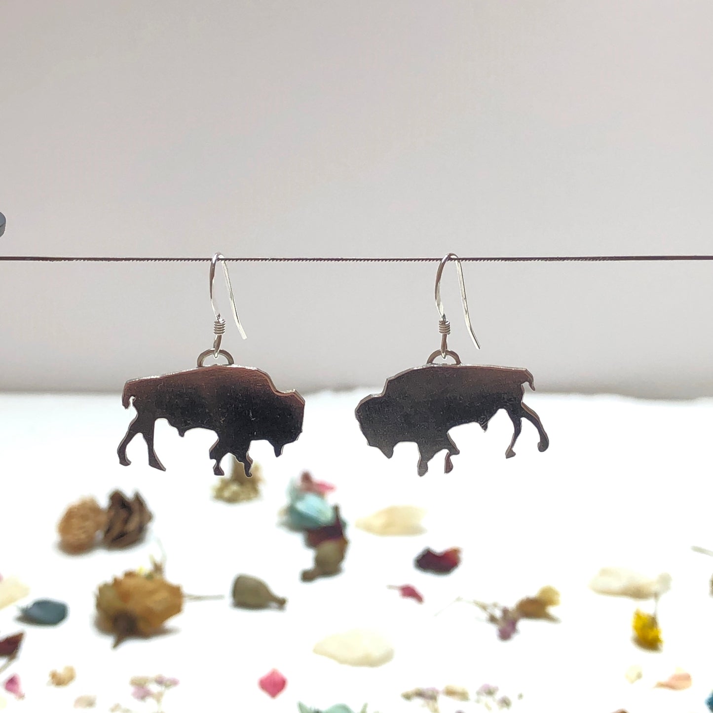 Sterling Silver Bison Earrings