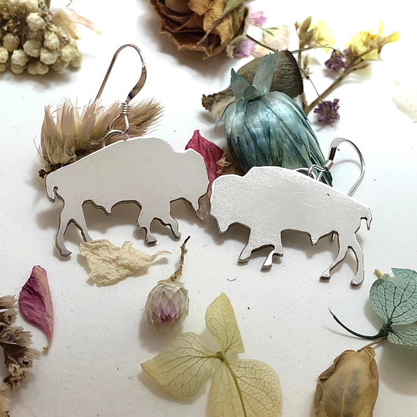 Sterling Silver Bison Earrings