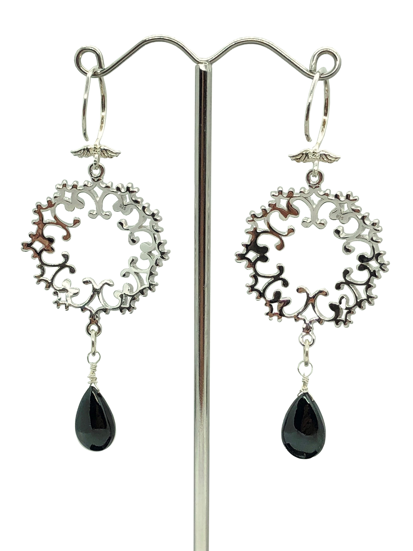 Black Spinel Angel Earrings