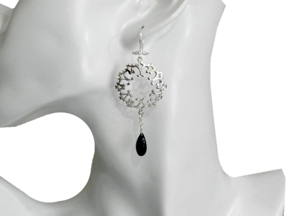 Black Spinel Angel Earrings