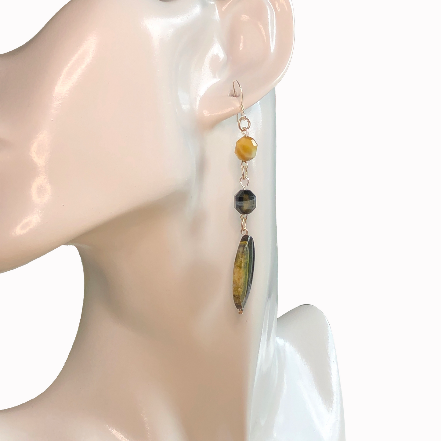 Golden Tiger Drop Earrings