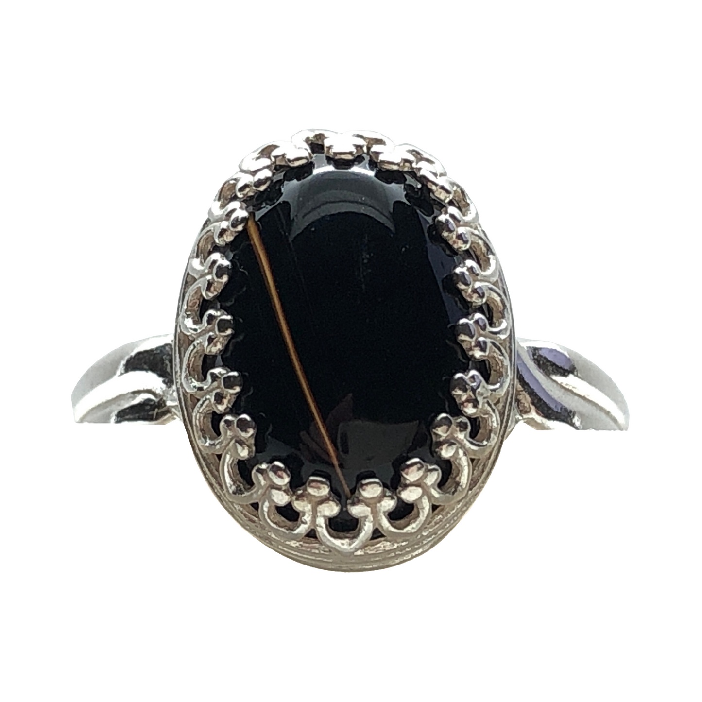 Medieval Style Black Banded Agate Ring