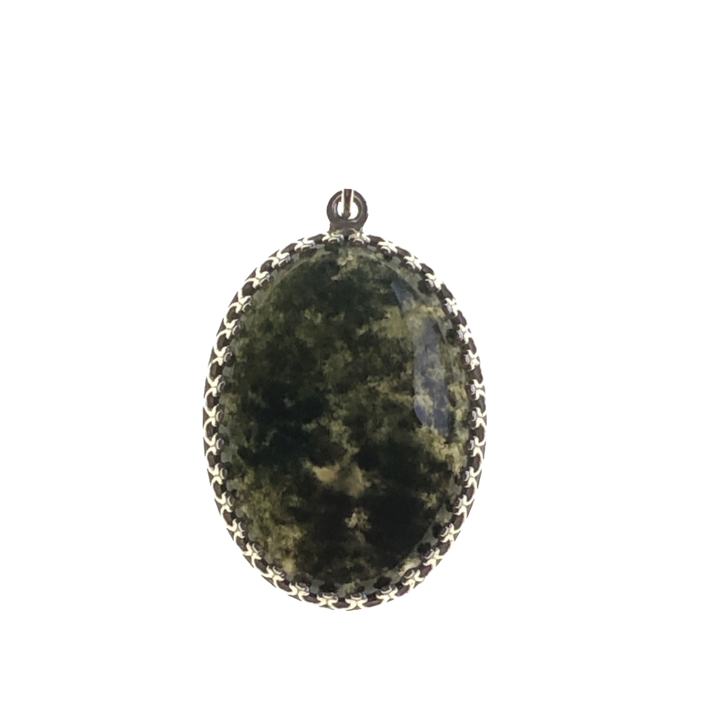 Medieval Style Green Moss Agate Pendant Necklace