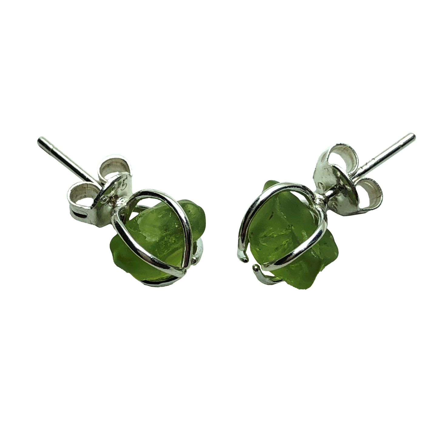 Natural Peridot Claw Stud Earrings