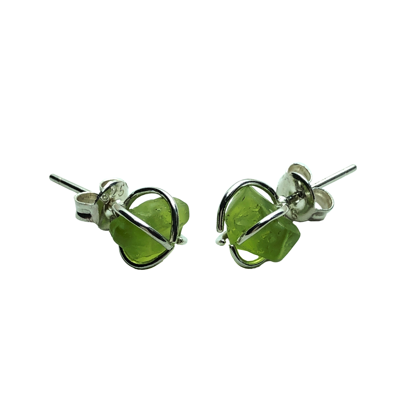 Natural Peridot Claw Stud Earrings