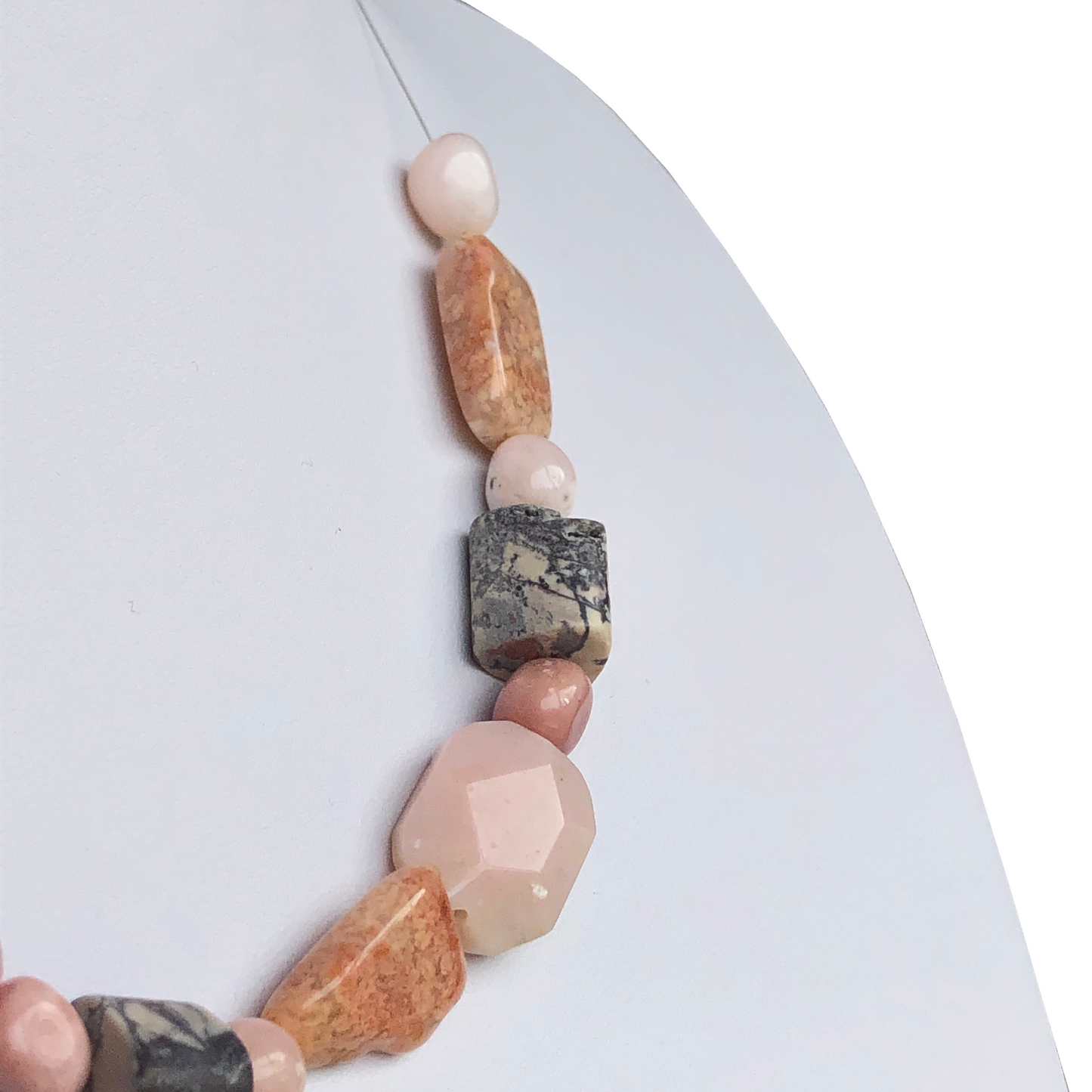 Pink Opal Pebble Necklace