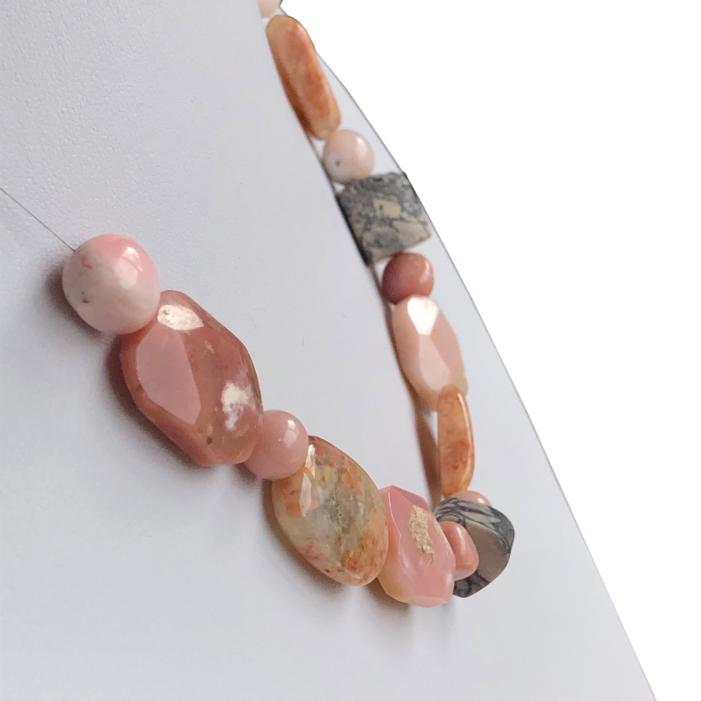 Pink Opal Pebble Necklace