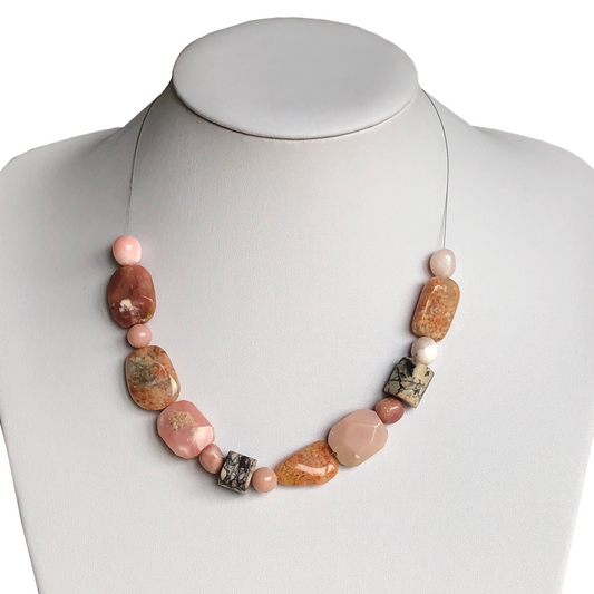 Pink Opal Pebble Necklace