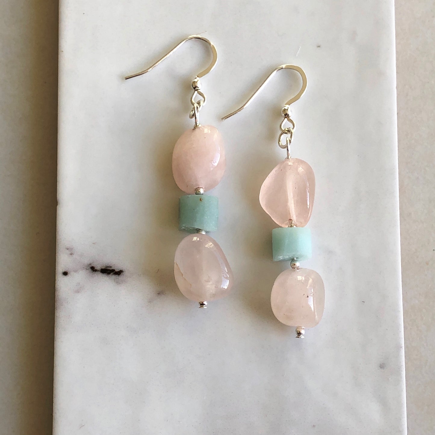 Rose Quartz Boulder Earrings