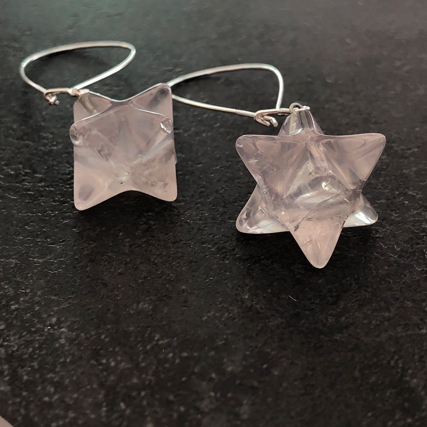 Rose Quartz Polygon Earrings