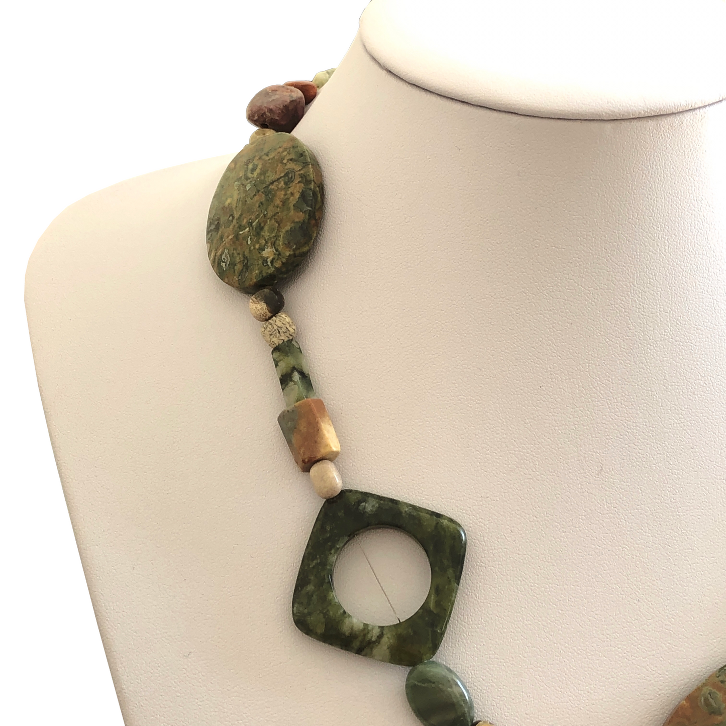 Square Jasper and Rhyolite Necklace