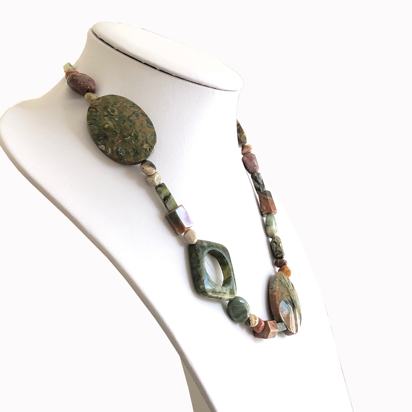 Square Jasper and Rhyolite Necklace