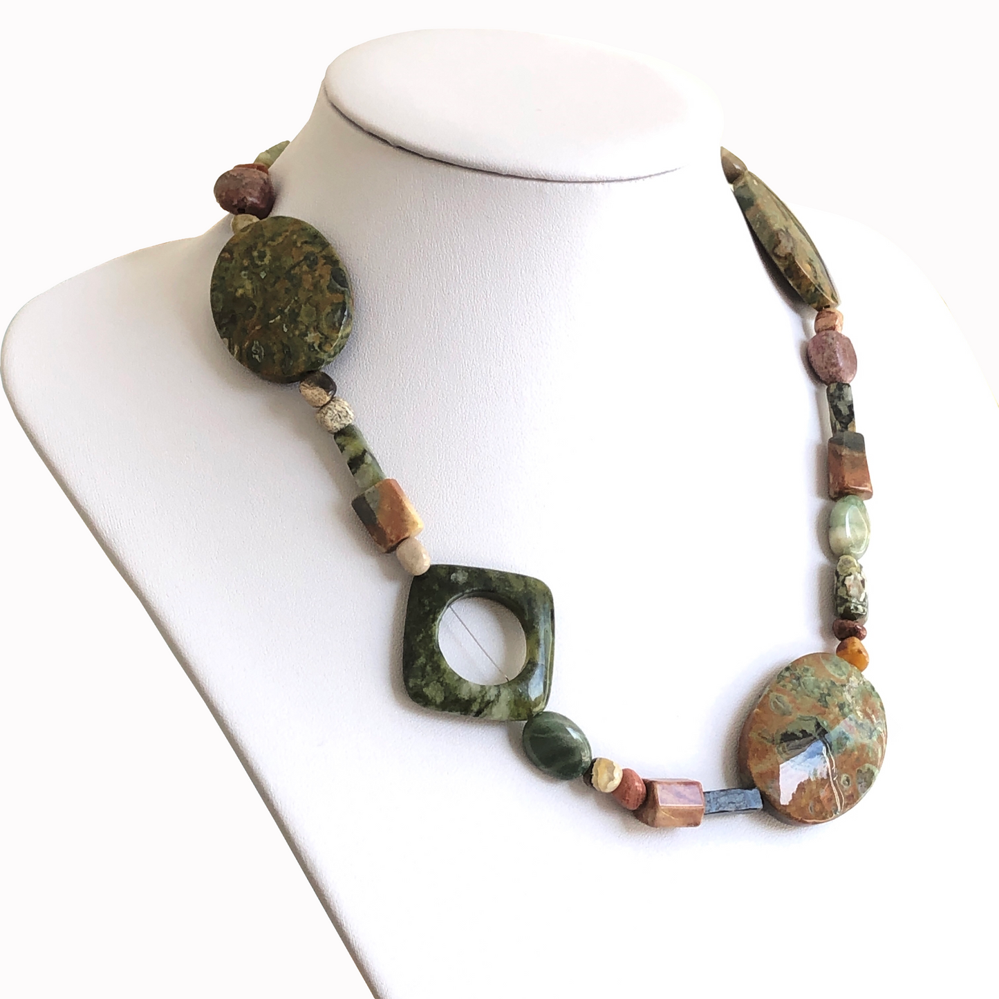 Square Jasper and Rhyolite Necklace