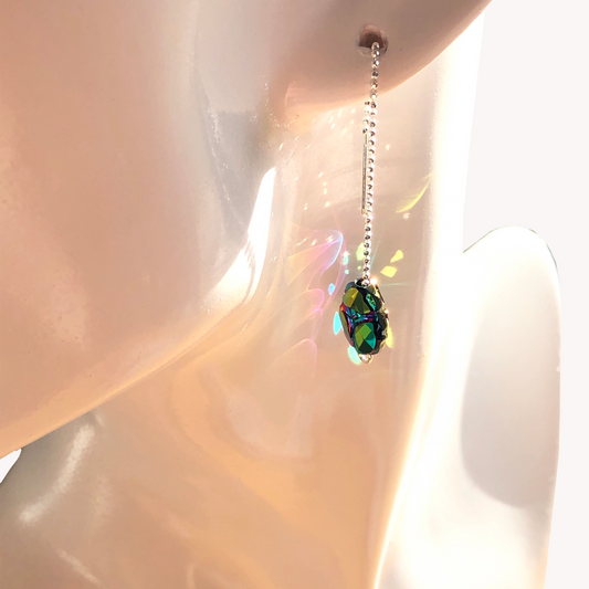 Swarovski Green Scarab Earrings