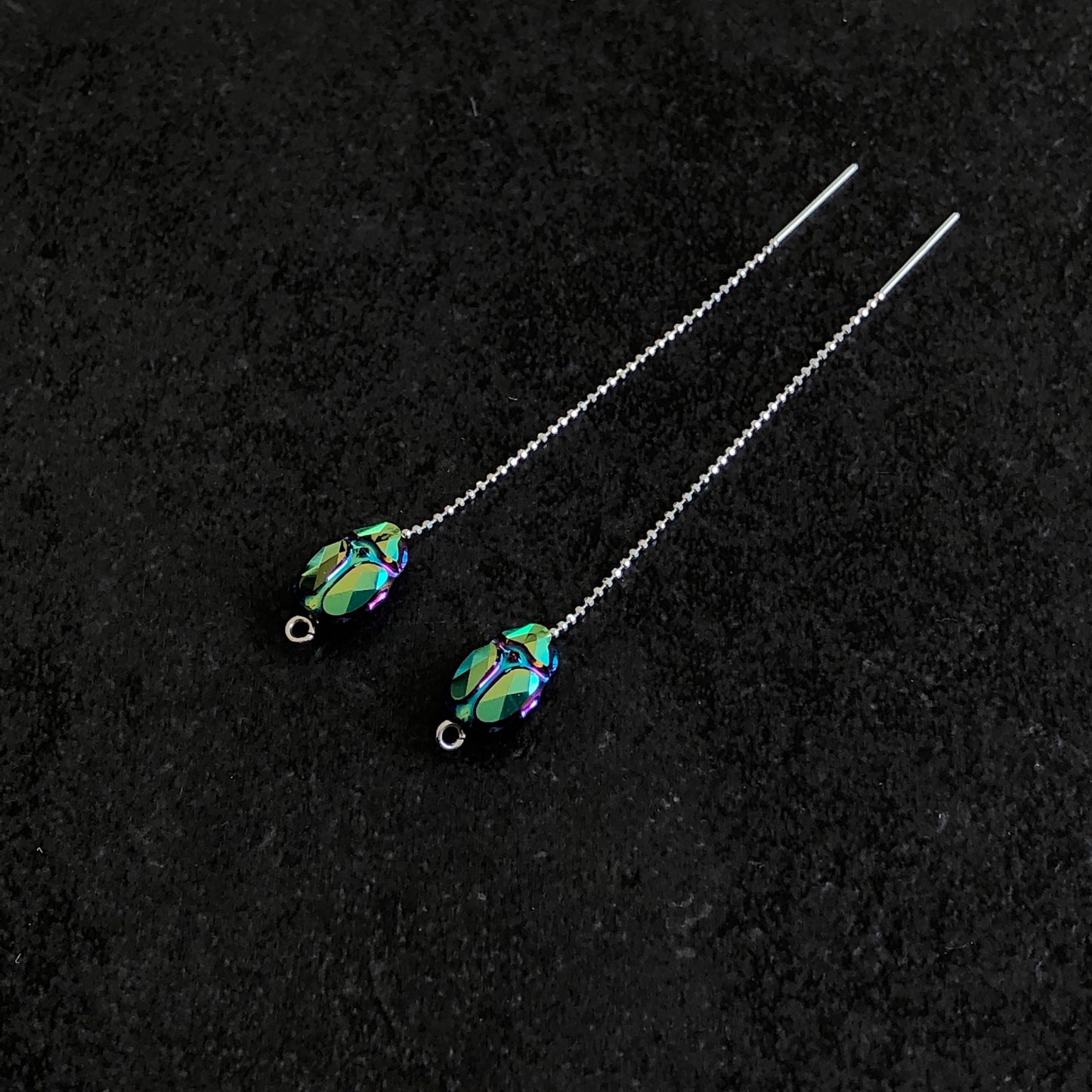 Swarovski Green Scarab Earrings