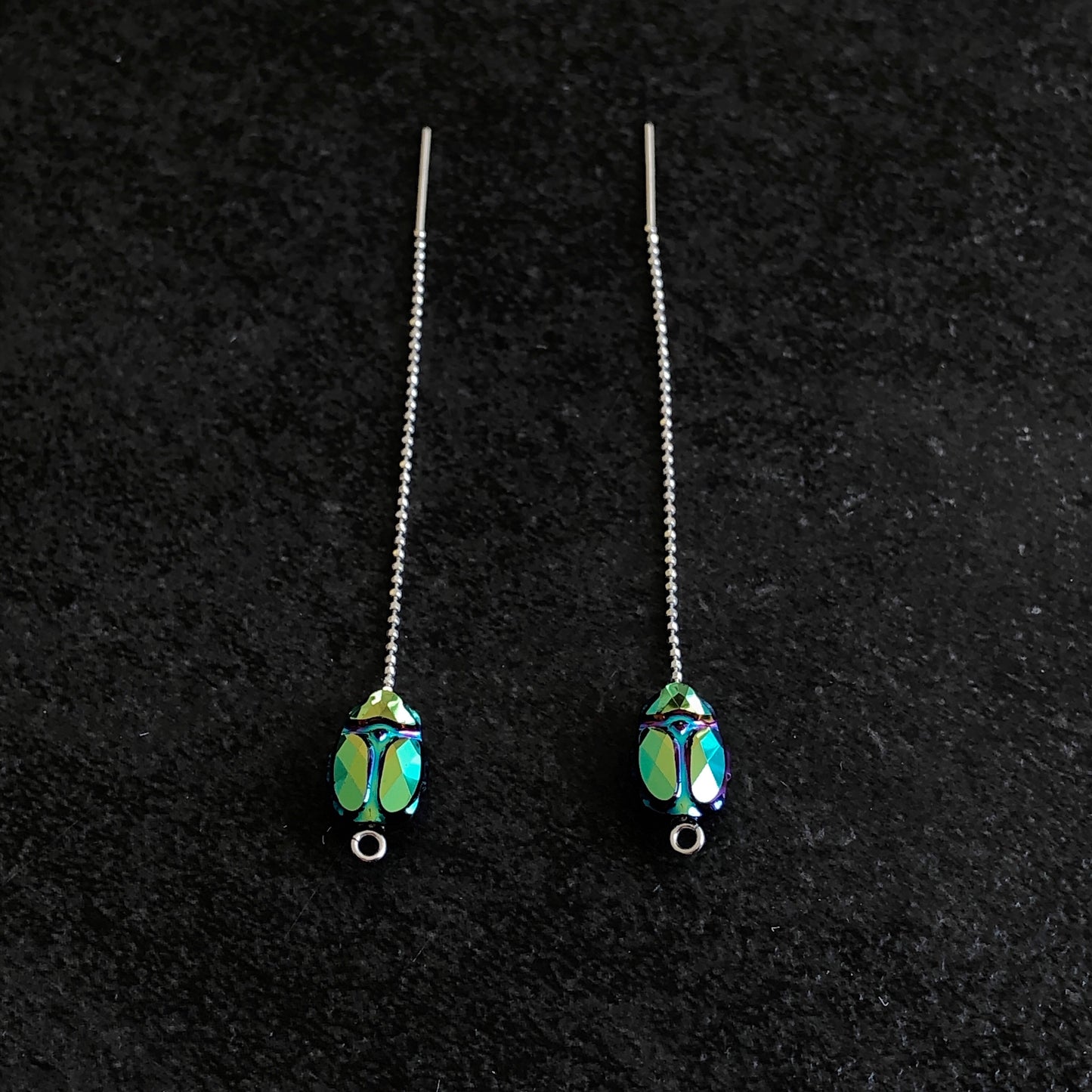 Swarovski Green Scarab Earrings