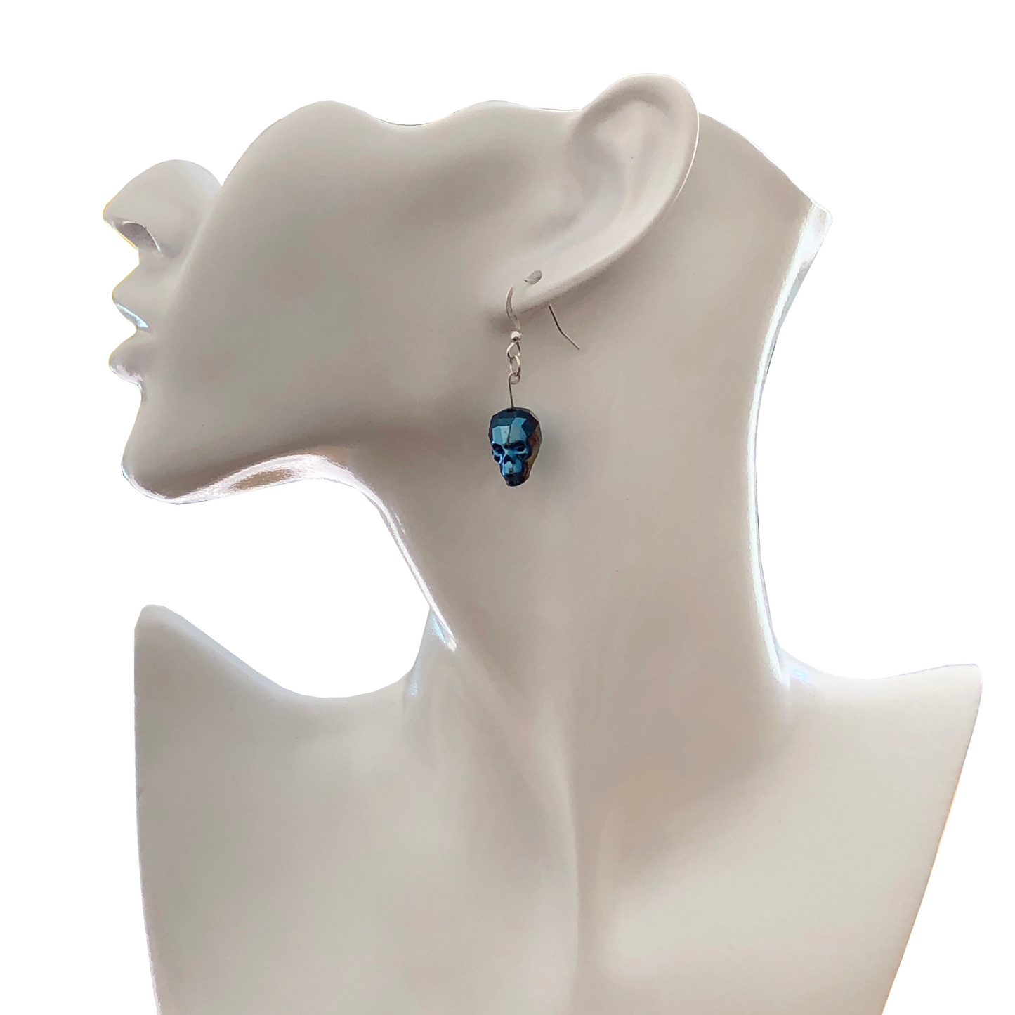 Swarovski Metallic Blue Skull Earrings