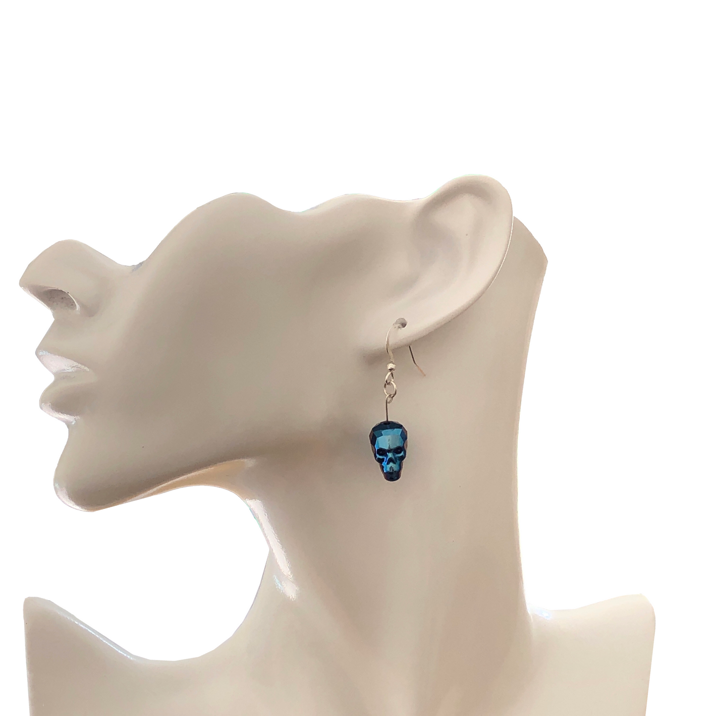 Swarovski Metallic Blue Skull Earrings