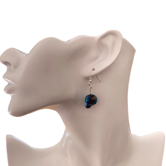 Swarovski Metallic Blue Skull Earrings