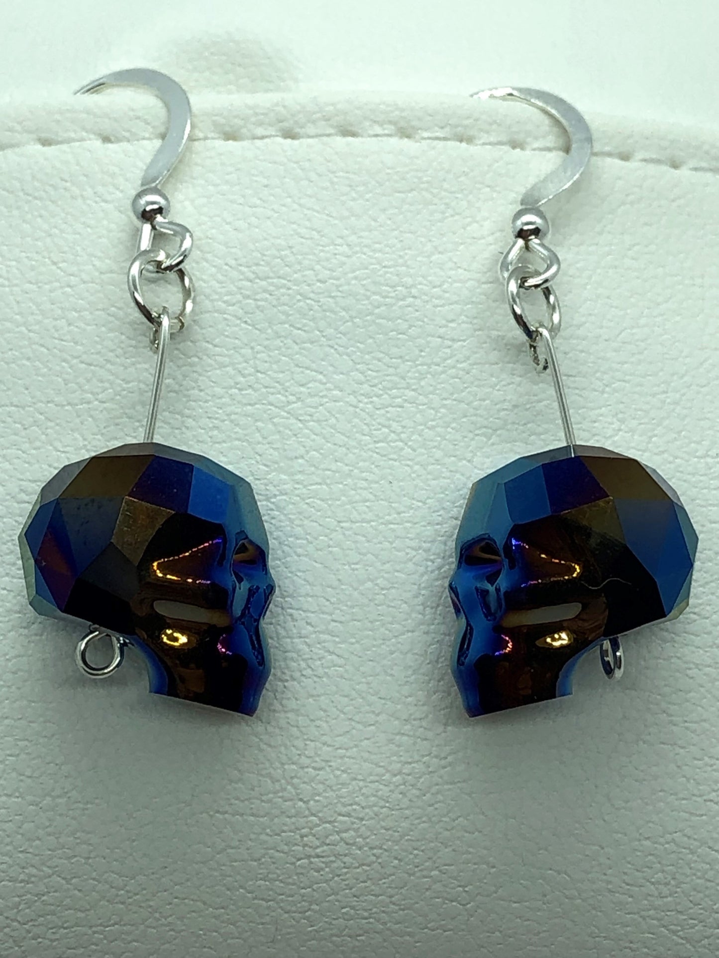 Swarovski Metallic Blue Skull Earrings