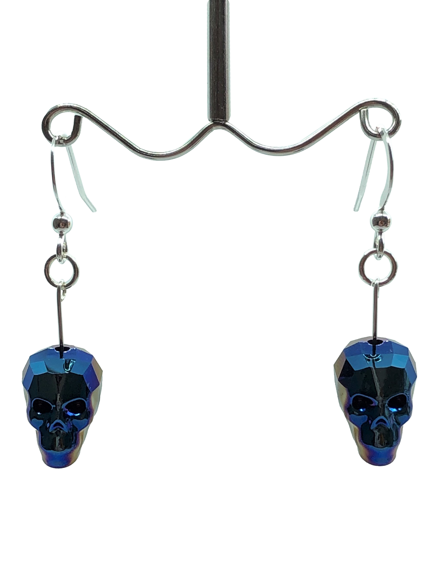 Swarovski Metallic Blue Skull Earrings